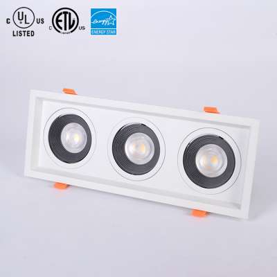 Multiple recessed  square single double triple head dimmable downlight